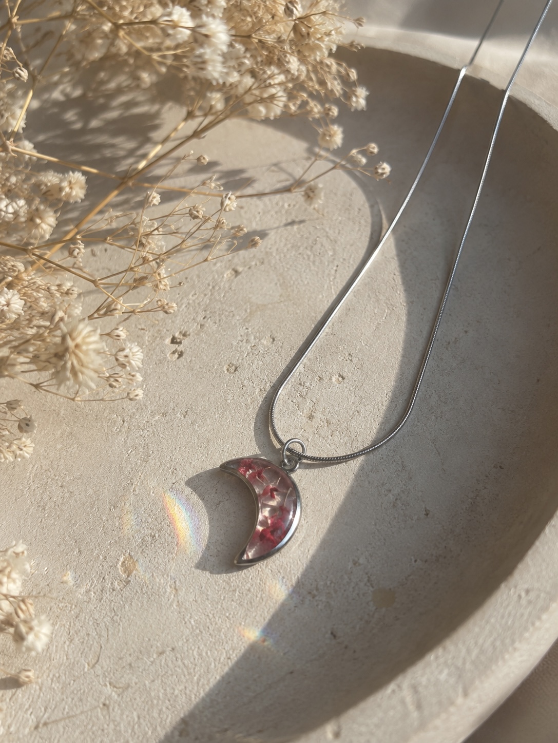 Crimson Crescent Moon Necklace